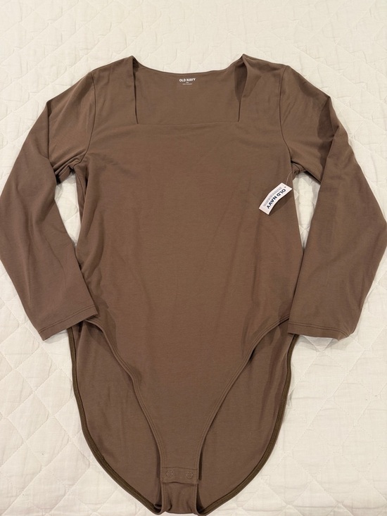 Old Navy Tops - Old Navy Taupe Square-Neck Long Sleeve Bodysuit